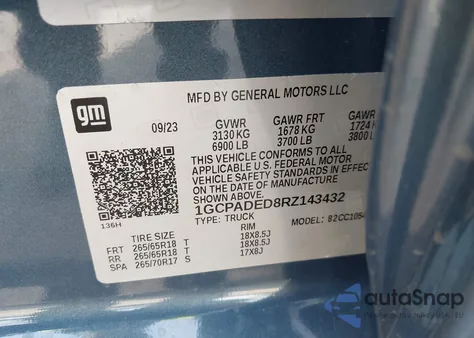 2024 Chevrolet Silverado 1500 2Wd Short Bed Rst из США, поврежденный, VIN 1GCPADED8RZ143432